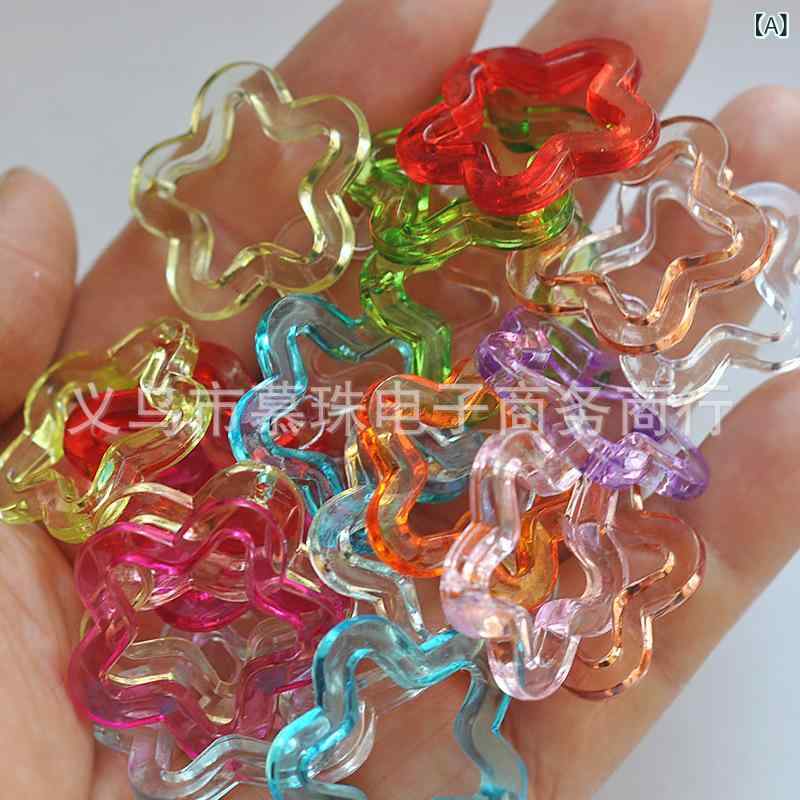 ビーズ アクリル製 梅の花 ドロップ ペンダント キーホルダー 携帯ストラップ DIY アクセサリーパーツ ランダムカラー2