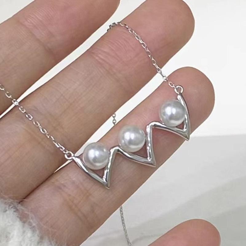 ネックレス レディース S925 シルバー ペンダント 空枠 エレガント 女性用 ネックレス シルバー アクセサリー 6-7mm パール 電気メッキ加工 ファッション 通勤