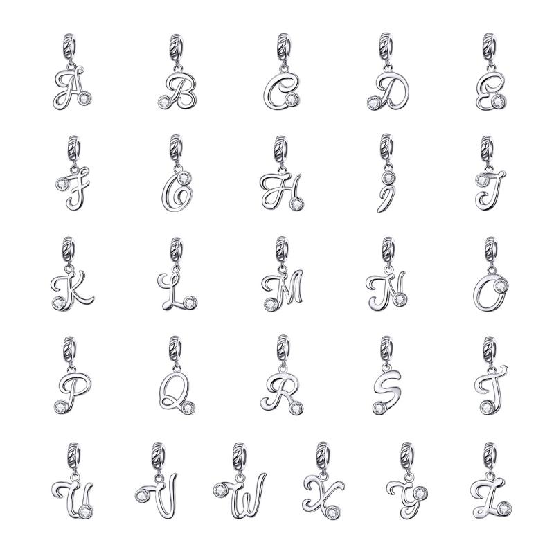 ペンダントトップ レディース S925 シルバー アルファベット イニシャル DIY 手芸 ブレスレット ネックレス パーツ チャーム アクセサリー 電気メッキ加工