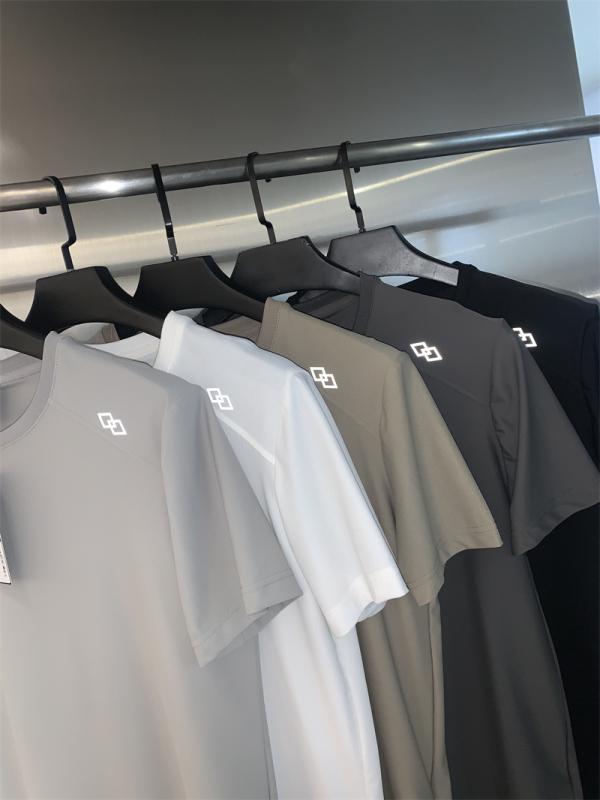 Tシャツ 男性用 速乾 高弾性 軽量 薄手 接触冷感 通気性 スポーツ アウトドア カジュアル 半袖 丸首 カットソー トップス ブラック ホワイト グレー カーキ