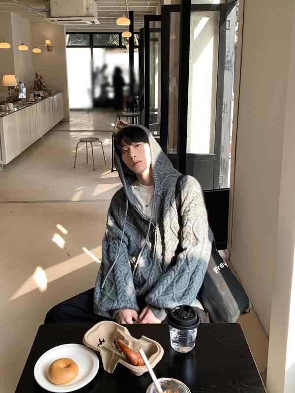 ニット カーディガン メンズ 秋冬 長袖 ケーブル編み ゆったり 羽織り トップス 韓国風 無地 カジュアル 部屋着 普段使い ブラック グレー系 ベージュ系｜ブリルビ