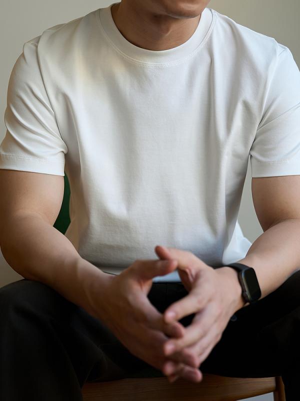 Tシャツ メンズ 男性用 半袖 トップス コットン 無地 薄手 接触冷感 吸湿速乾 普段使い ルームウェア ブラック ホワイト グレー ネイビー カーキ