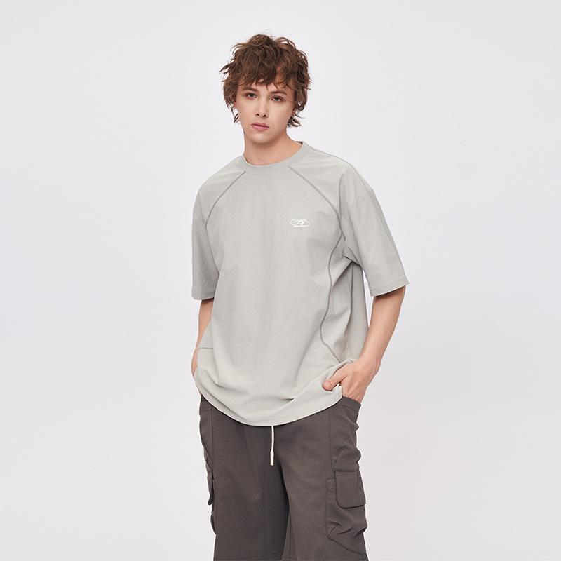 Tシャツ メンズ 男性用 半袖 コットン 接触冷感 通気性 ロゴプリント 普段使い ルームウェア アウトドア 部屋着 春夏 グレー 深グレー 孔雀緑