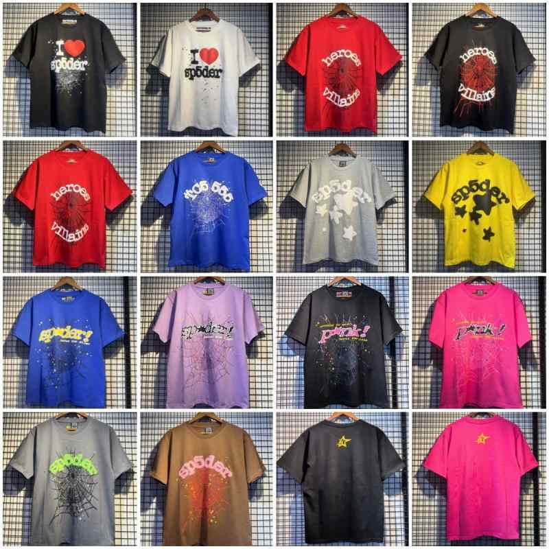 Tシャツ 男性用 春夏 半袖 コットン クルーネック プリントTシャツ ゆったり 蜘蛛の巣柄 ストリート アメカジ 普段使い 部屋着 ピンク系 ブラック