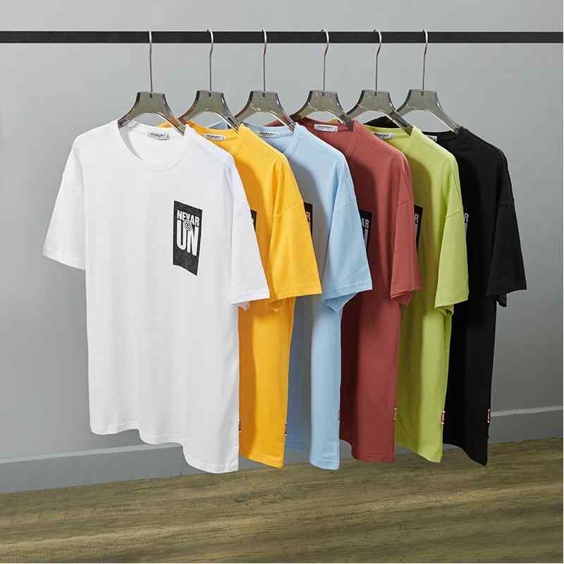 Tシャツ 男性用 大きいサイズ ストリート系 ゆったりサイズ プリント ドロップショルダー カットソー コットン 薄手 半袖 黒 紺 白 赤 黄緑2