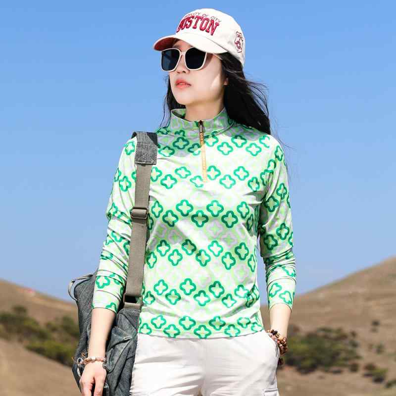 Tシャツ レディース 長袖 アウトドア 速乾 スポーツ ウェア ランニング 登山 軽量 通気性 ポリエステル 花柄 緑 青 春夏