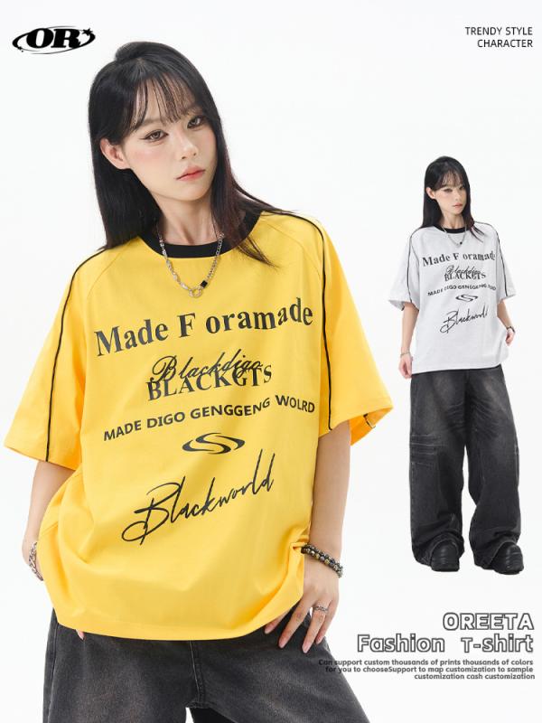 Tシャツ メンズ 半袖 コットン ゆったり トップス ストリート カジュアル プリント ロゴ 春夏 秋冬