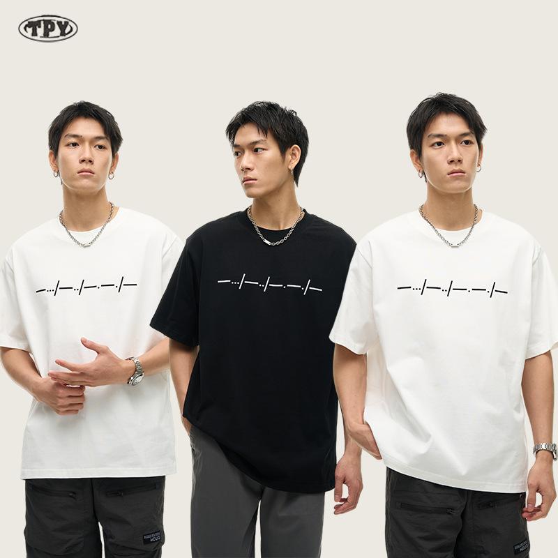 Tシャツ 男女兼用 ラウンドネック コットン 春秋 薄手 プリント カジュアル