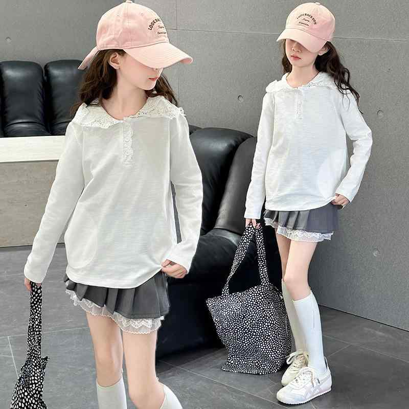 子供服 ガールズ レース 長袖 Tシャツ パーカー 春秋 ブラウス トップス