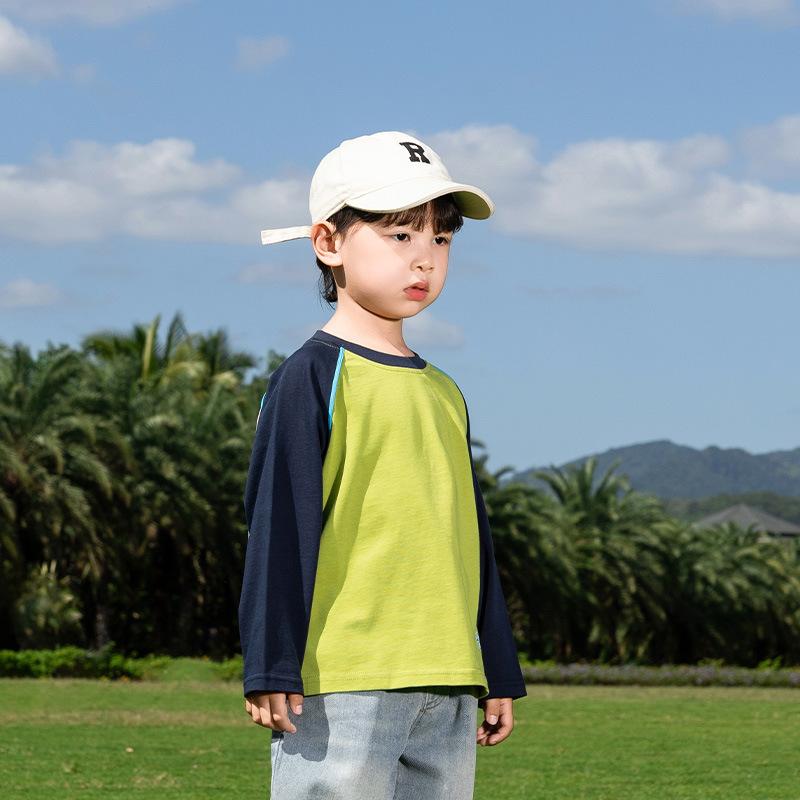 子供服 Tシャツ 長袖 春秋 男女兼用 韓国 配色 切り替え コットン トップス 普段着 保育園着 幼稚園着 90cm 100cm 110cm 120cm 130cm 140cm 150cm