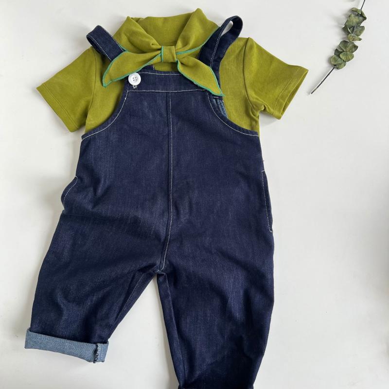 Tシャツ ベビー服 春夏 長袖 コットン 新生児 赤ちゃん 無地 柔らかい パステルグリーン 蝶ネクタイ付き トップス 背伸び 普段使い かわいい 80cm 90cm 100cm 110cm 120cm 130cm 140cm