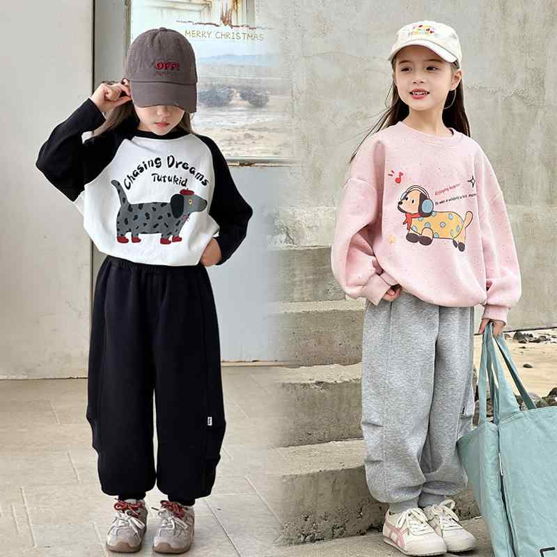 子供服 パンツ 春秋 衛・樔 ガールズ ボーイズ カジュアル ズボン 長ズボン スウェットパンツ ウエストゴム 黒 グレー 緑 100 110 120 130 140 150 160