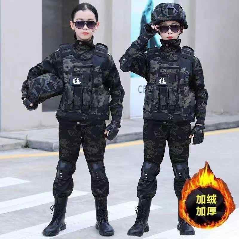子供用迷彩服 上下セット 特殊部隊風 軍服 コスプレ ハロウィン 仮装 男の子 女の子 キッズ ジュニア 裏起毛 秋冬 110 120 130 140 150 160