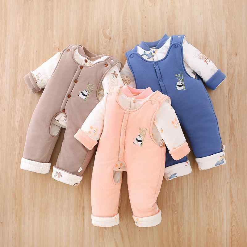 ベビー服 中綿入りベビーウェア 上下セット 新生児 コットン あったか 背中開きタイプ 冬 パジャマ 部屋着