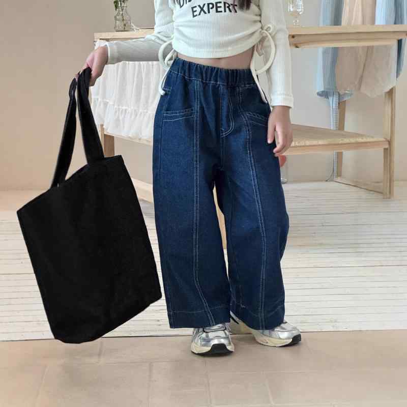 子供服 パンツ 女の子 デニム ワイドパンツ ジーパン ガールズ ストレートパンツ 春秋 無地 90cm 100cm 110cm 120cm 130cm 140cm 150cm
