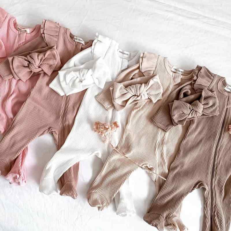 ベビー服 女の子 ニットロンパース 秋冬 長袖 コットン 包み足 新生児 伸縮性 かわいい 普段使い