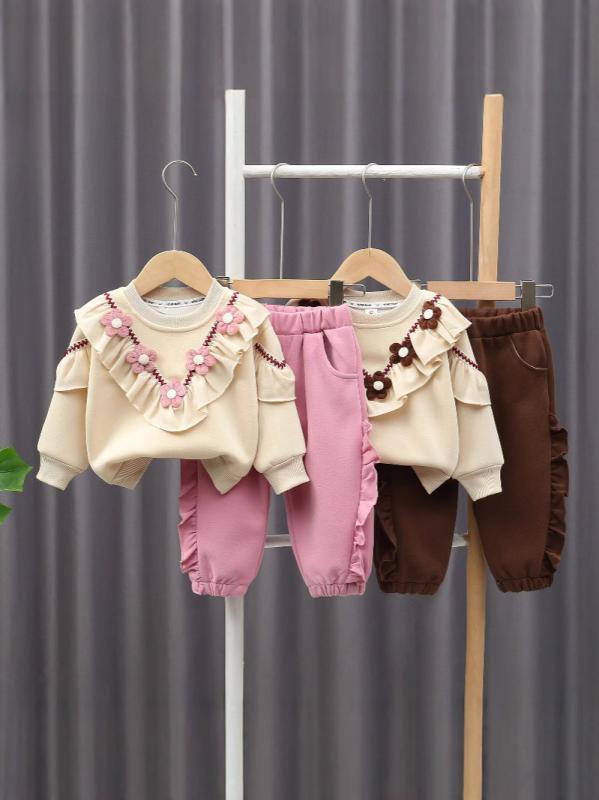 子供服 スウェット セットアップ 女の子 長袖 トップス パンツ 上下2点セット ベビー服 春秋 かわいい おしゃれ 綿95% 80 90 100 110 120cm