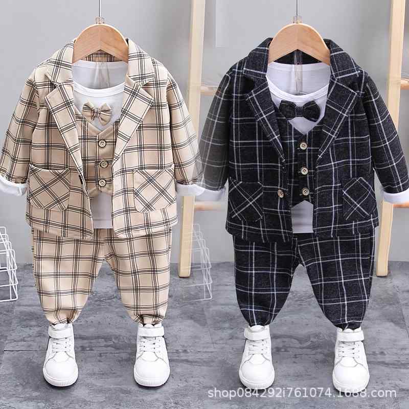 子供用フォーマルスーツ 3点セット 春秋 ベビー 男の子 ストライプ ジャケット パンツ 上下セット 80 90 100 110 120cm