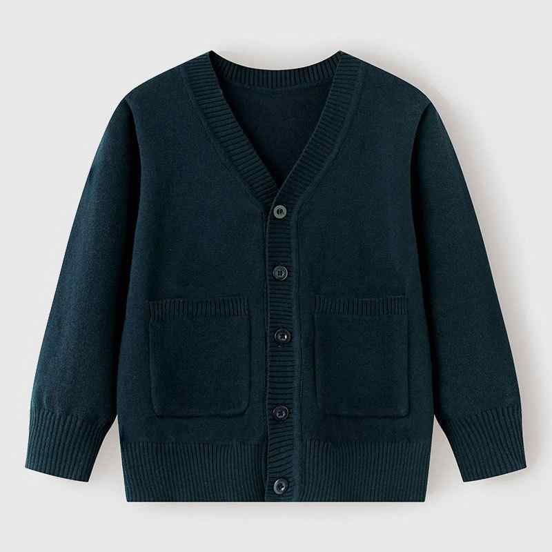 子供服 ニット カーディガン 薄手 アウター 春秋 男女兼用 コットン Vネック 無地 トップス 長袖 普段使い 部屋着 90cm 100cm 110cm 120cm 130cm 140cm 150cm 160cm 宝藍色 黒 グレー