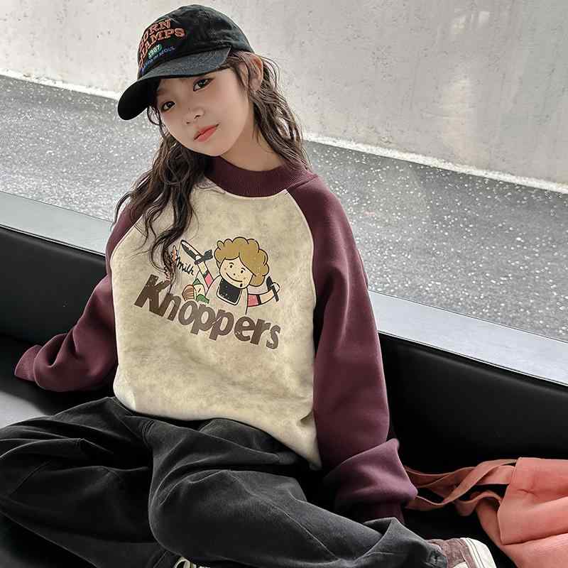 子供服 スウェット 女の子 春秋 トップス 長袖 トレーナー 裏起毛 暖かい かわいい おしゃれ 切り替え 配色 普段着 通園 通学 120 130 140 150 160 170