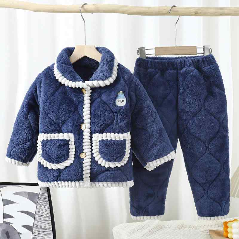 子供用パジャマ 上下セット キッズ 冬用 フランネル 厚手 男の子 女の子 3層構造 あったか 部屋着 防寒 100cm 110cm 120cm 130cm 140cm 150cm 160cm 170cm 紺色 グレー 紫色 オレンジ ピンク グリーン