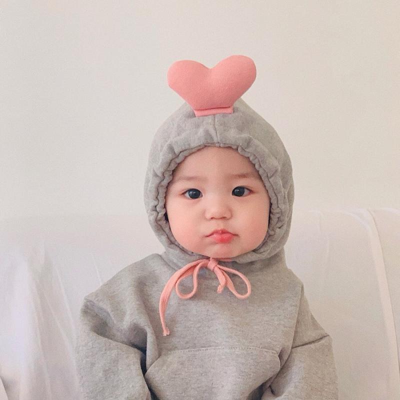 ベビー服 ロンパース ニット ハート柄 長袖 新生児 カバーオール 春秋冬 部屋着 かわいい グレー ホワイト 66cm 73cm 80cm 90cm2