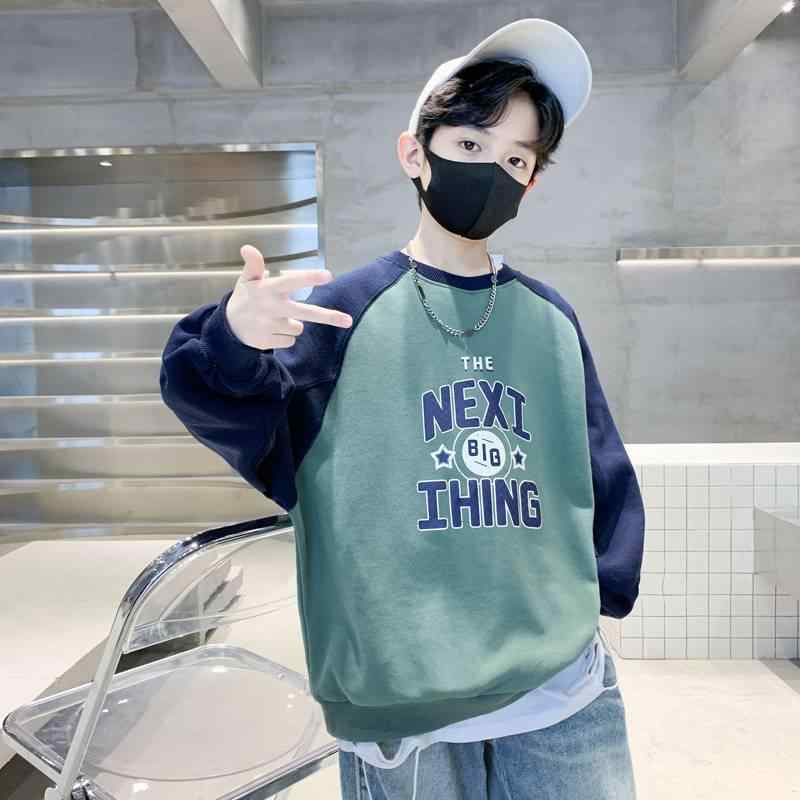 キッズ 男の子 Tシャツ 長袖 春秋 トレーナー スウェット プルオーバー 子供 トップス 綿 120cm 130cm 140cm 150cm 160cm 170cm グリーン ホワイト