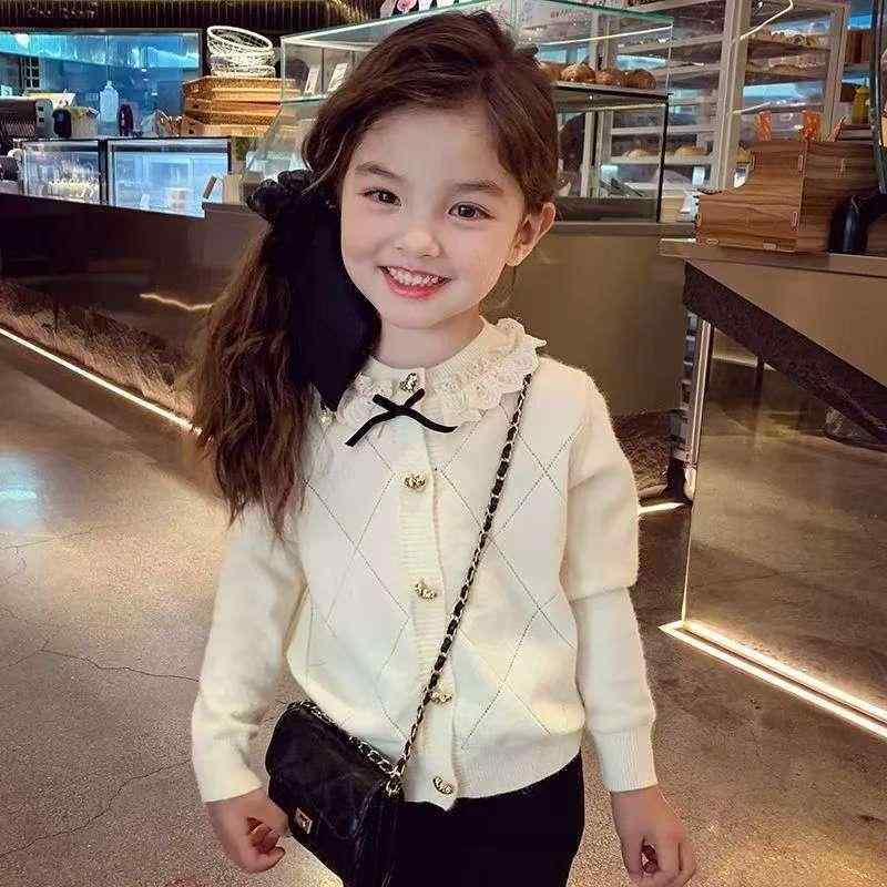 ニット 女の子 キッズ カーディガン 韓国 子供服 春秋 かわいい おしゃれ アウター トップス 聚??? 杏色 レッド