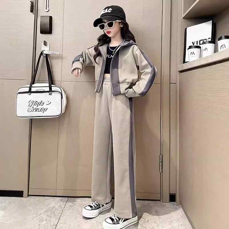 キッズ ガールズ 長袖 アウター パンツ 2点 セットアップ 中大童 子供服 カーディガン ロングパンツ 秋冬 春秋 普段使い スポーツ 部屋着