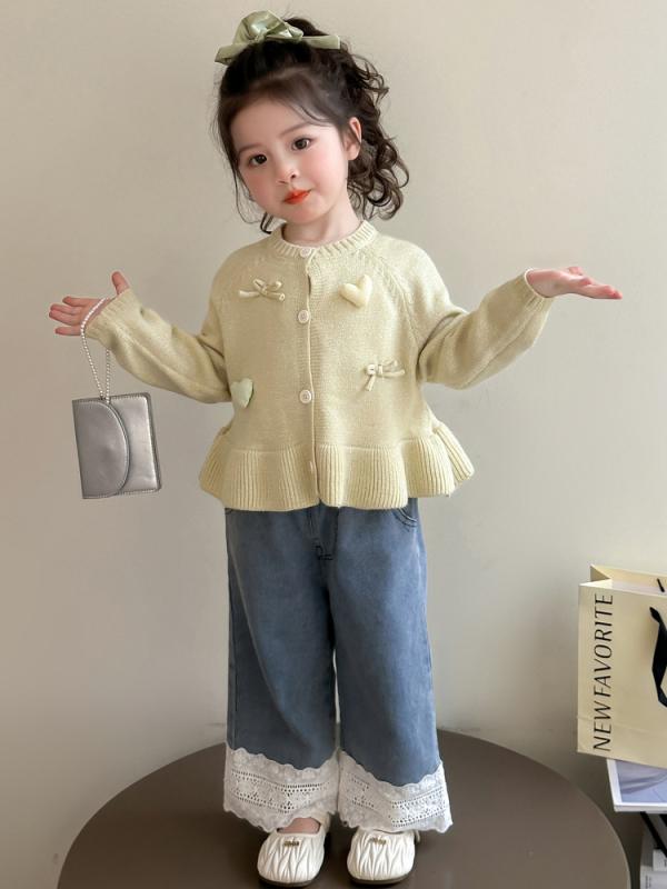 子供服 ニット カーディガン 女の子 春秋 薄手 ハート柄 普段着 かわいい 長袖 トップス 女の子 ガールズ 幼稚園 小学生 通園 通学