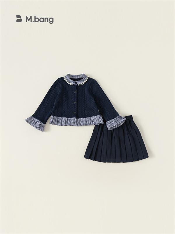 子供服 女の子 ニット カーディガン セットアップ 春秋 子供 ギャザー スカート 2点セット かわいい ガーリー おしゃれ 普段使い 通園 通学 伸縮性