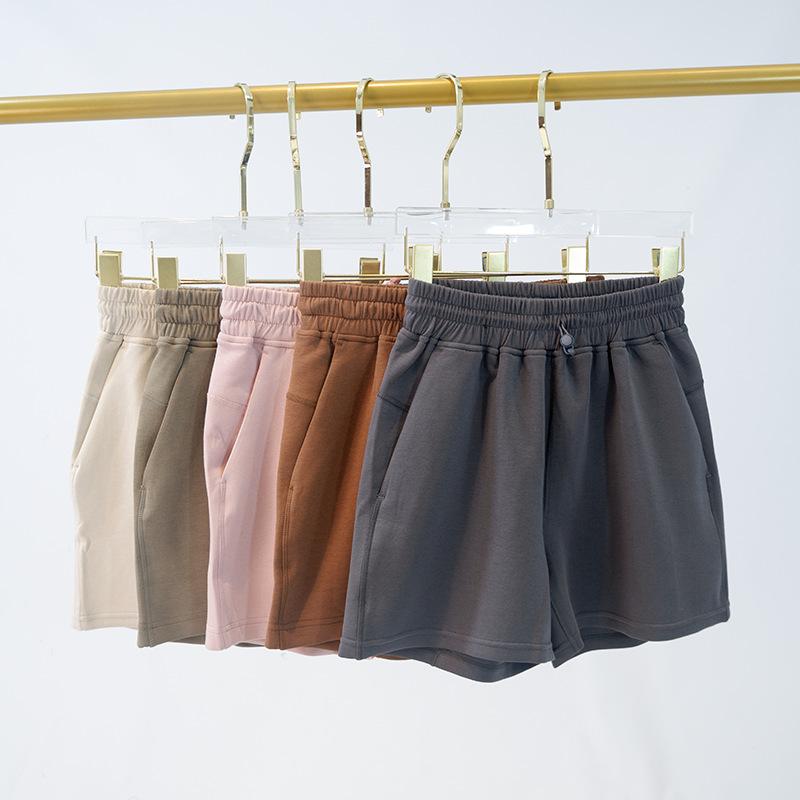 ショートパンツ レディース スポーツ 短パン ポリエステル 吸汗 ヨガパンツ ドローストリング ハイウエスト ゆったり スリム 春夏 ブラウン系 グレー系 ブラック