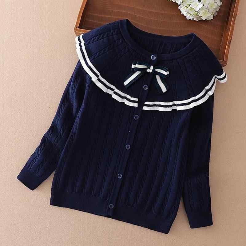 ニット カーディガン キッズ 女の子 子供服 春秋 ベビー服 女の子 学生 トップス 綿 長袖 丸首 ミント アイボリー
