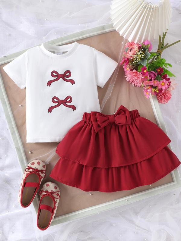 子供服 女の子用 Tシャツ & スカート セット 春夏 幼児 ベビー服 上下セット 半袖 ショートパンツ 綿95% かわいい ガールズ カジュアル 普段着2