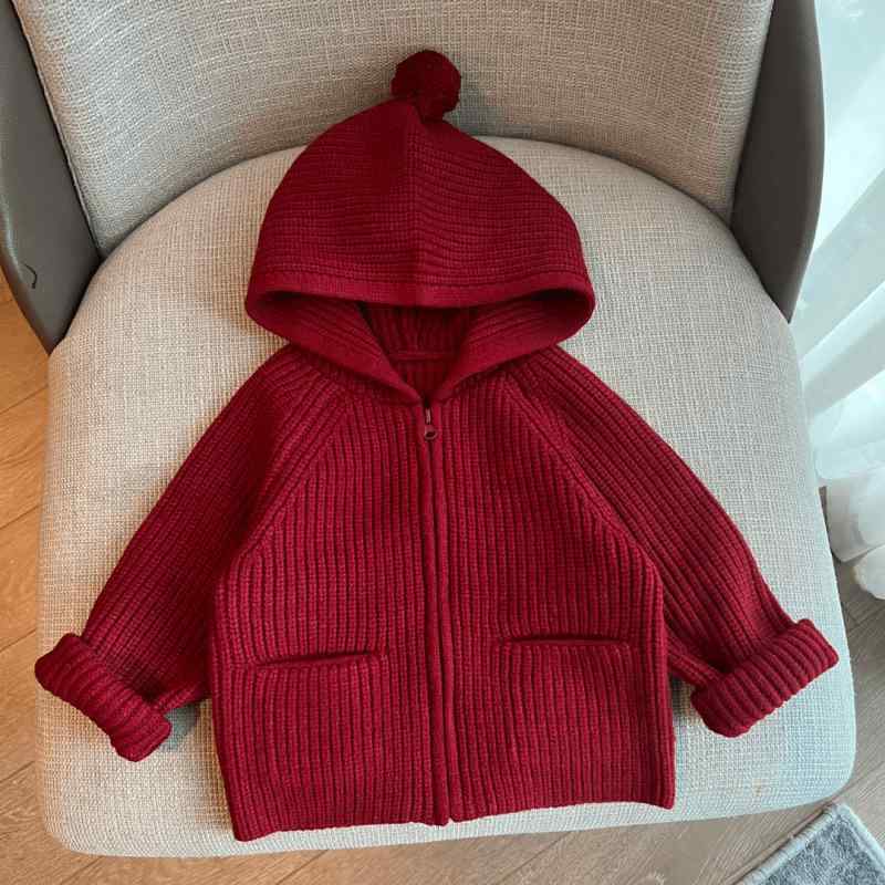 子供服 カーディガン 男の子 ニット 春秋 連帽 ベビー服 厚手 トップス 80 90 100 110 120 130