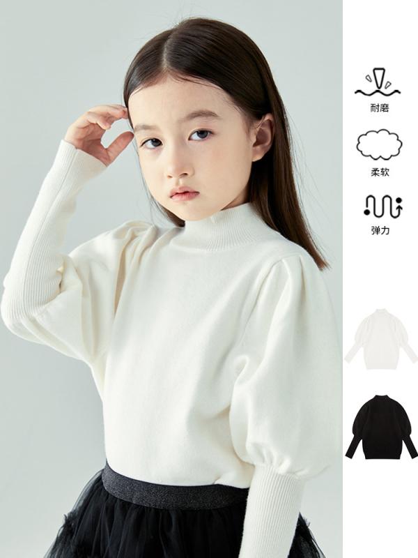 ニット・セーター キッズ 秋冬 パフスリーブ トップス 子供服 女の子 おしゃれ かわいい ガーリー ストレッチ 伸縮性 プリンセス