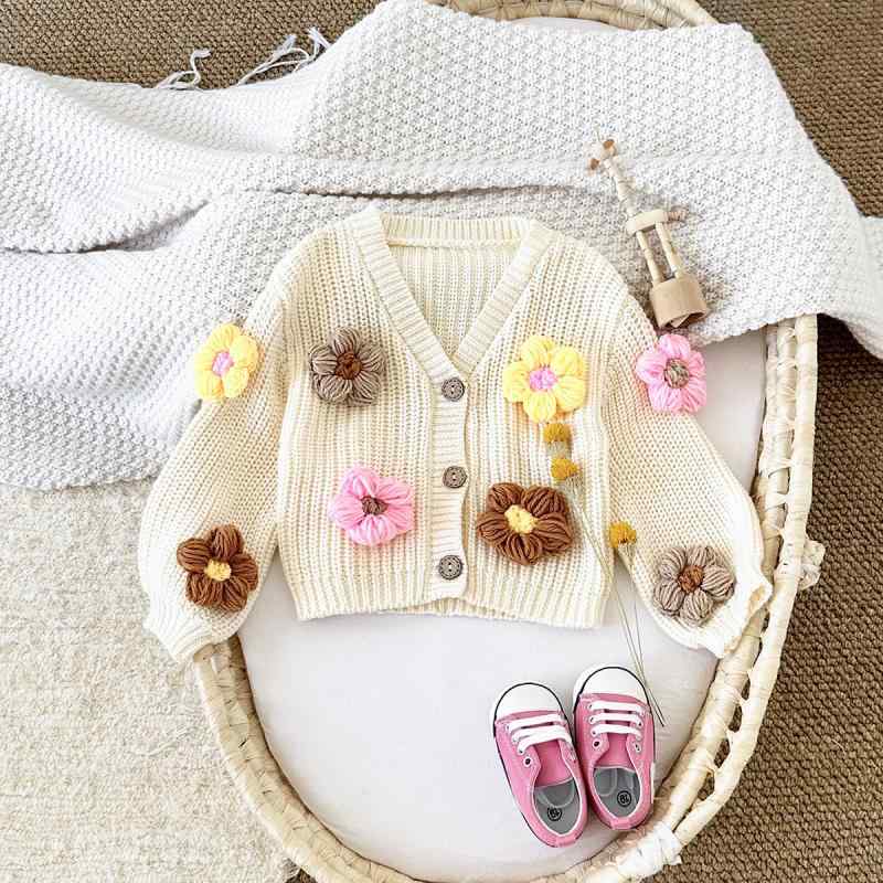 ベビー服 カーディガン 女の子 コットン ニット アウター 秋冬 花柄 アイボリー 柔らかい Vネック 暖かい 長袖 防寒 かわいい 普段使い 4,640円