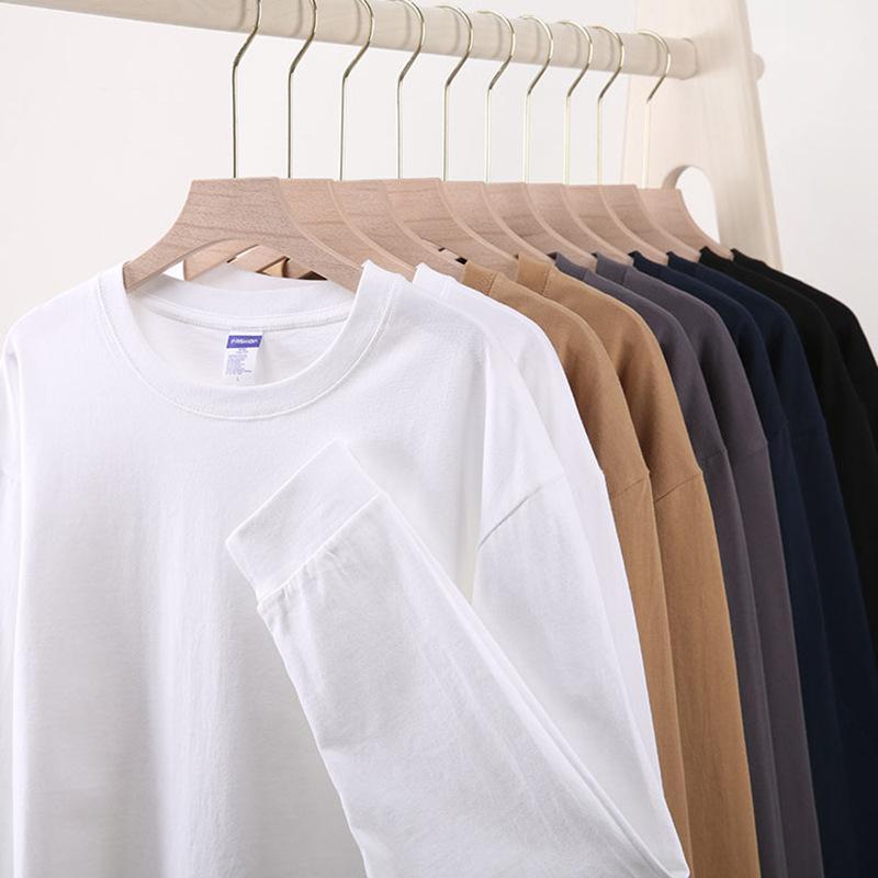 Tシャツ メンズ 男性用 長袖 新疆綿 トップス カットソー 無地 クルーネック プルオーバー 部屋着 ルームウェア 春秋 シンプル カジュアル ブラック ネイビー ホワイト グレー カーキ S M L XL 2XL 3XL|ブリルビ