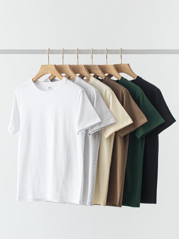 Tシャツ 男性用 無地 半袖 コットン トップス カットソー 普段使い 通気性 耐摩耗性 吸湿速乾 ホワイト ブラック