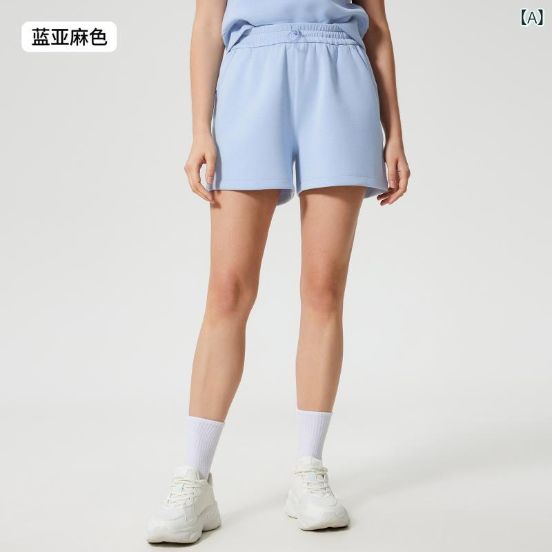 ヨガパンツ レディース 短パン ショートパンツ 高腰 伸縮性 通気性 スポーツ ルームウェア 普段使い 部屋着 接触冷感 ブルーグレー ブラック ホワイト ピンク系 春夏