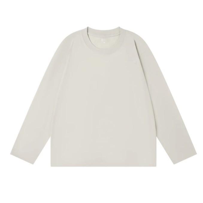 Tシャツ 男性用 長袖 丸首 無地 トップス カットソー 綿 コットン 春秋 薄手 厚手 ルームウェア 普段使い インナー 白 黒 グレー ピンク系 青系 緑