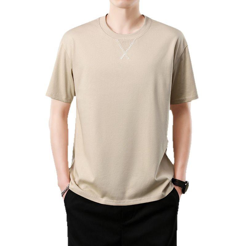 Tシャツ 男性用 半袖 コットン トップス ラウンドネック ゆったり 通気性