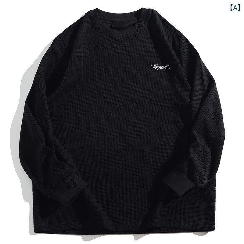 Tシャツ メンズ 男性用 春秋用 長袖 丸首 コットン 大きいサイズ ゆったり スウェット トップス 部屋着 ルームウェア