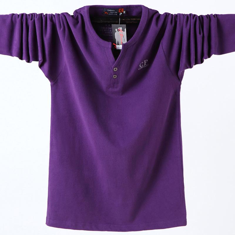 Tシャツ メンズ 男性用 大きいサイズ Vネック 長袖 コットン カットソー プルオーバー 無地 秋冬 紫 グレー 黒 カーキ ブルー 紺 7XL