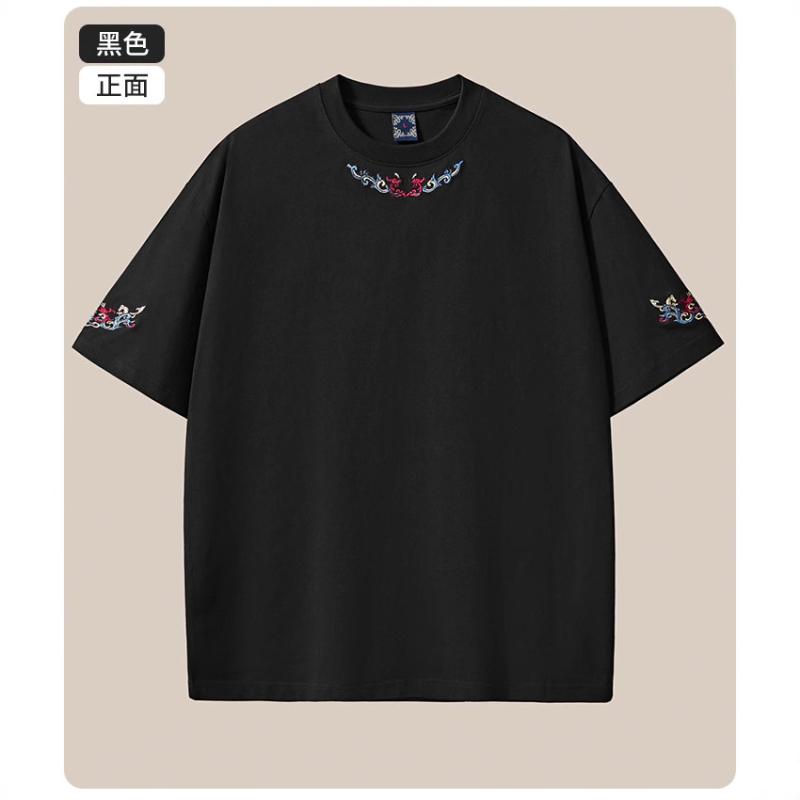 Tシャツ メンズ 男性用 半袖Tシャツ コットン 刺・墸 蝶柄 ゆったり 大きめサイズ トップス カットソー カジュアル 春夏 ブラック ホワイト