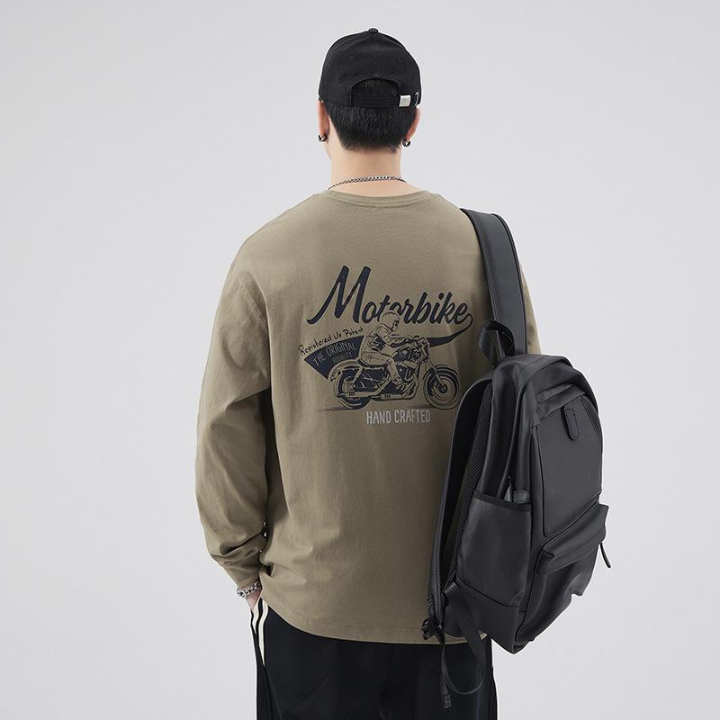 Tシャツ メンズ 男性用 長袖Tシャツ カットソー コットン プリント ゆったり 大きめサイズ 春秋 カジュアル 吸湿