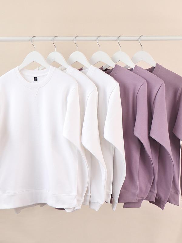 Tシャツ 男女兼用 コットン トレーナー 長袖 ラウンドネック パステルカラー 無地 ルーズフィット 普段使い 秋冬 白 黒 カーキ ピンク オレンジ 赤 紫 黄緑 灰青 緑 青 グレー コーヒー S M L XL