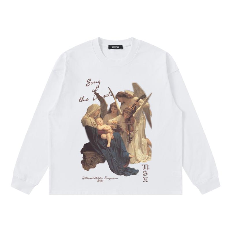 Tシャツ 男性用 トップス コットン プリントTシャツ 半袖 長袖 ゆったり ビッグシルエット ラウンドネック カットソー カジュアル アメカジ 古着風 ウォッシュ加工 ブラック 黒 ホワイト 白