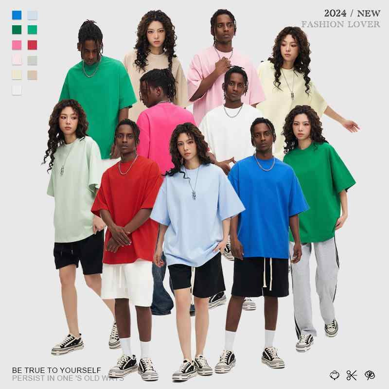Tシャツ メンズ 男性用 無地 厚手 コットン オーバーサイズ ドロップショルダー 半袖 白 黒 カーキ マカロンカラー