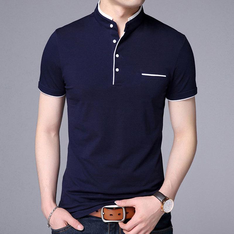 Tシャツ メンズ 男性用 半袖 コットン 立襟 無地 スリム 薄手 普段使い レジャー 白 赤 グレー 黒 紺色 ライトグリーン M L XL 2XL 3XL 4XL 5XL
